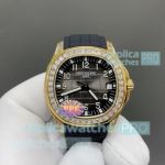 PP Factory 1-1 Clone Patek Philippe V2 Aquanaut 5167 Yellow Gold Diamond Bezel Watch 